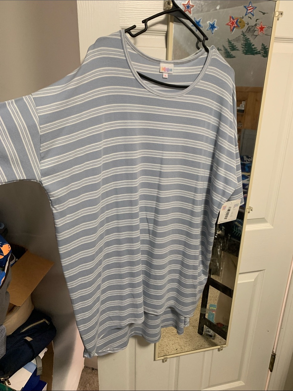 dearfoams Light Blue and White Striped Tee